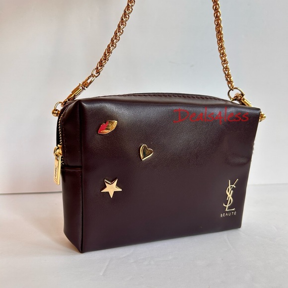 YSL Crossbody - Cosmetic Bag to Purse Beaded Logo Charm Designer Clutch New - Picture 3 of 11